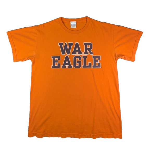 Auburn War Eagle T-Shirt Medium Men's Short Sleeve Cotton Orange Tee Pro Weight - Picture 1 of 9